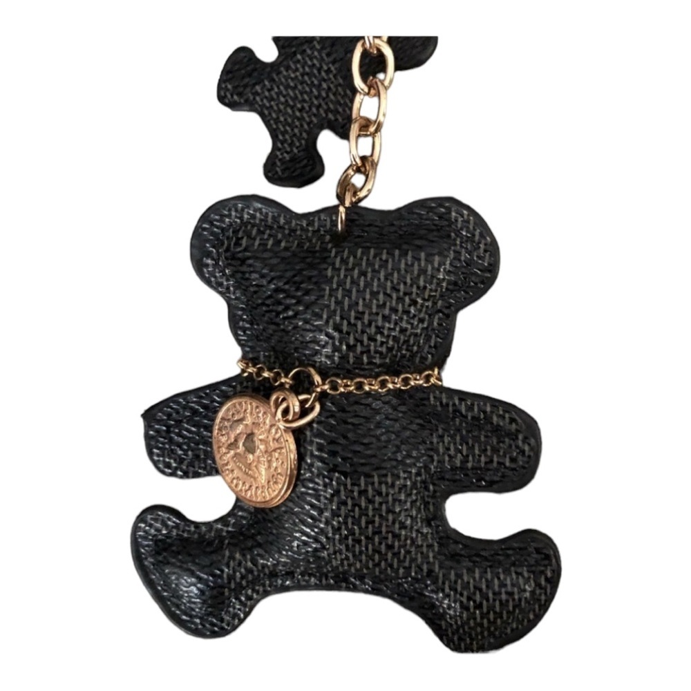 Black check teddy bear bag charm key chain